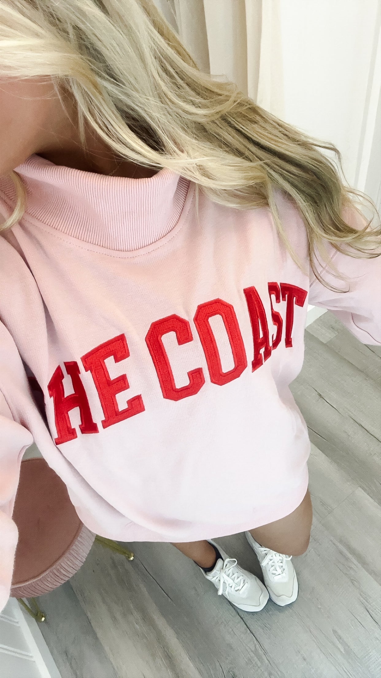 The Coast Pink & Red Mockneck Pullover