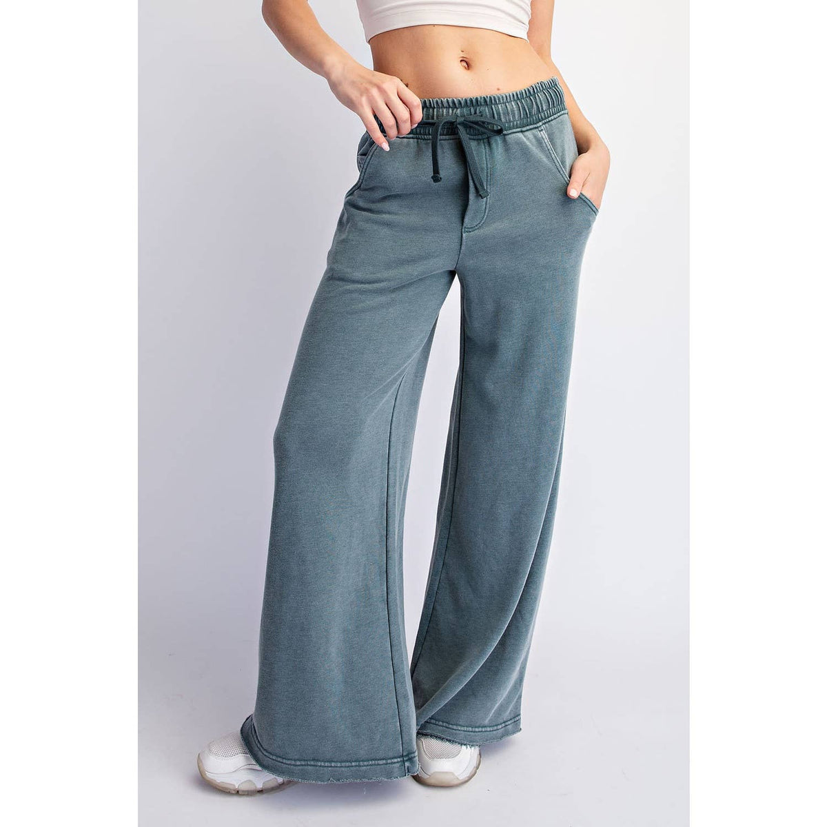 Mineral Washed Wide Leg Pants
