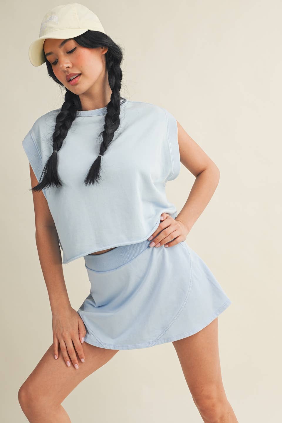 Mineral Wash Open Back Top & Skort Set