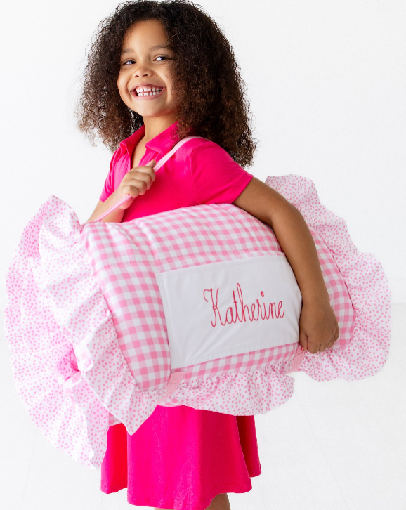 Girls Nap Mat - Ruffle Pink Gingham