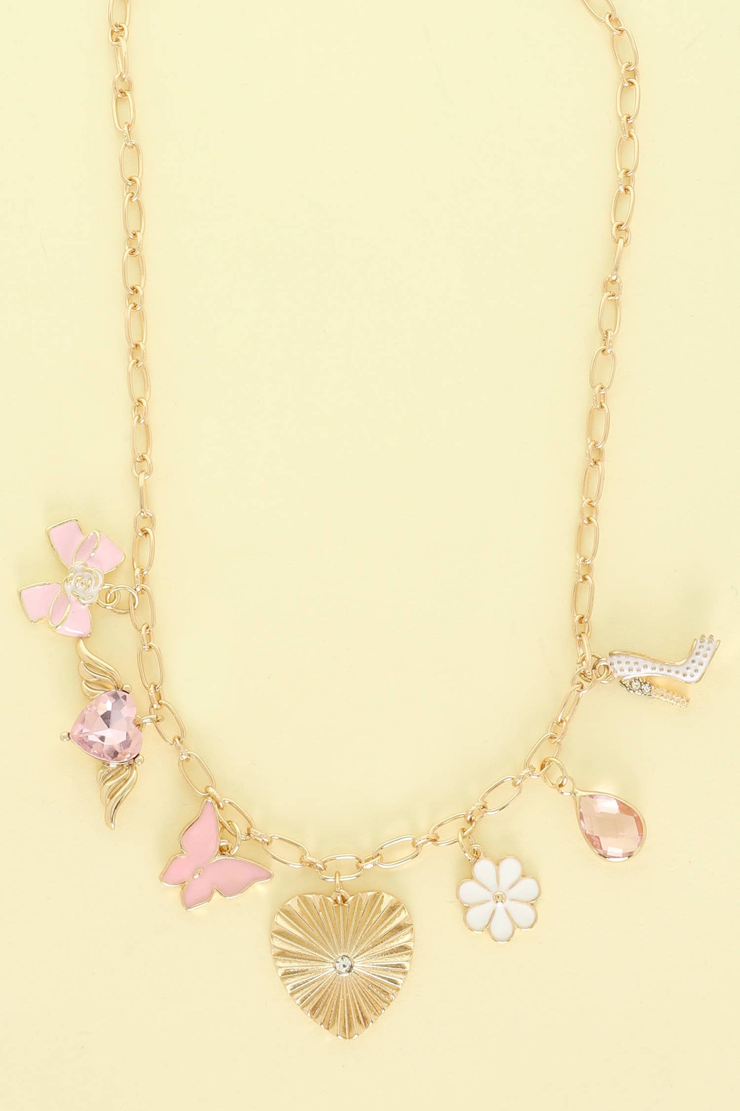 Feminine Spring Theme Multi-Charm Necklace