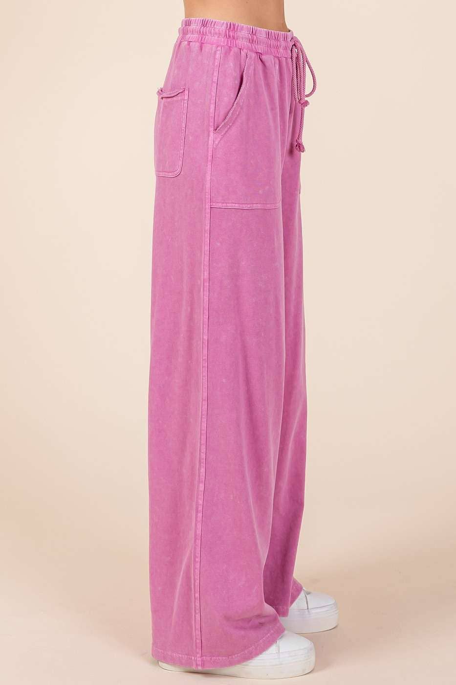 Mineral Washed Wide Leg Pants