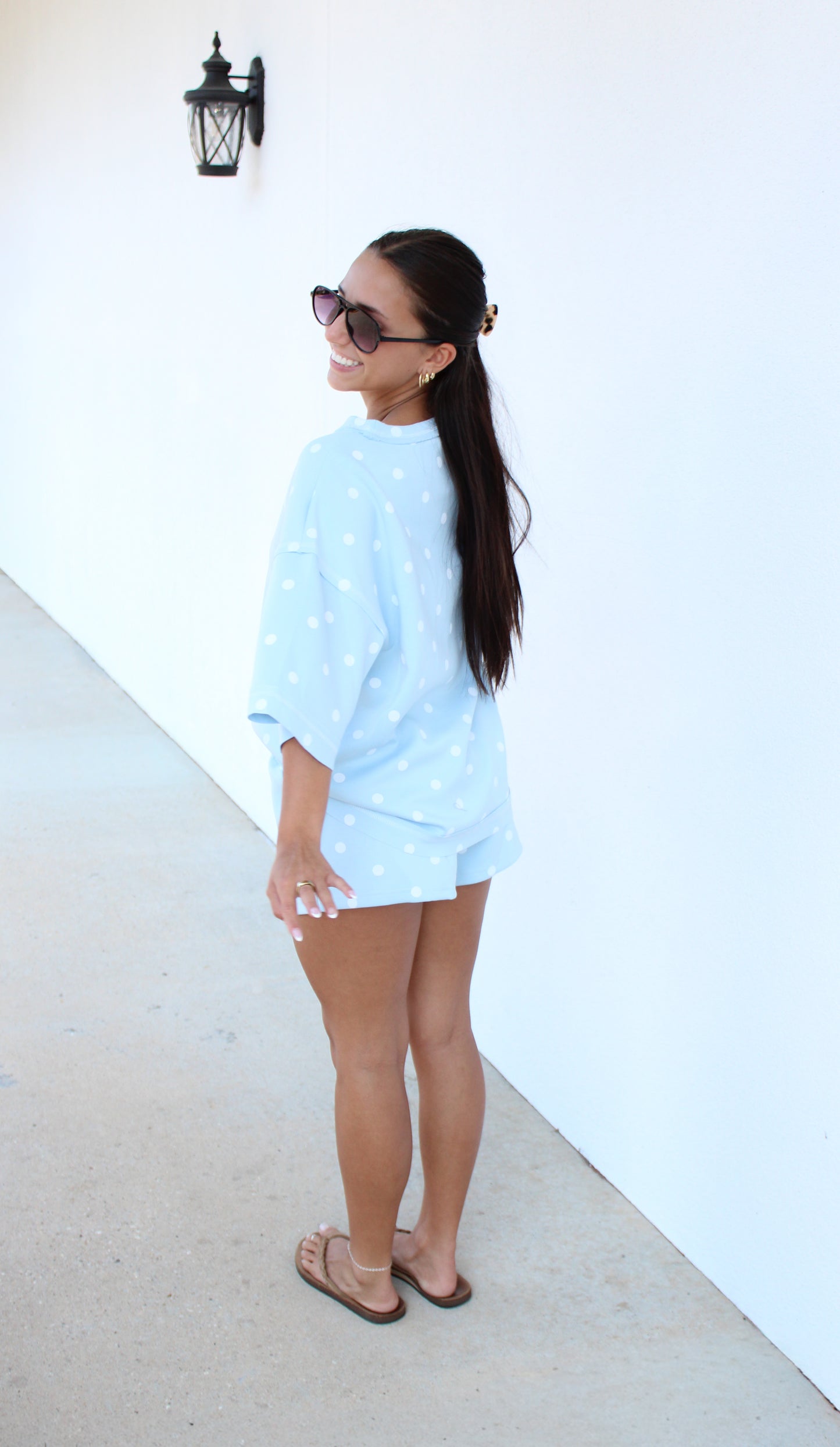 Polka Dot Heavy Scuba Top and Shorts Set