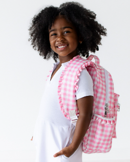 Girls Backpack - Pink Gingham