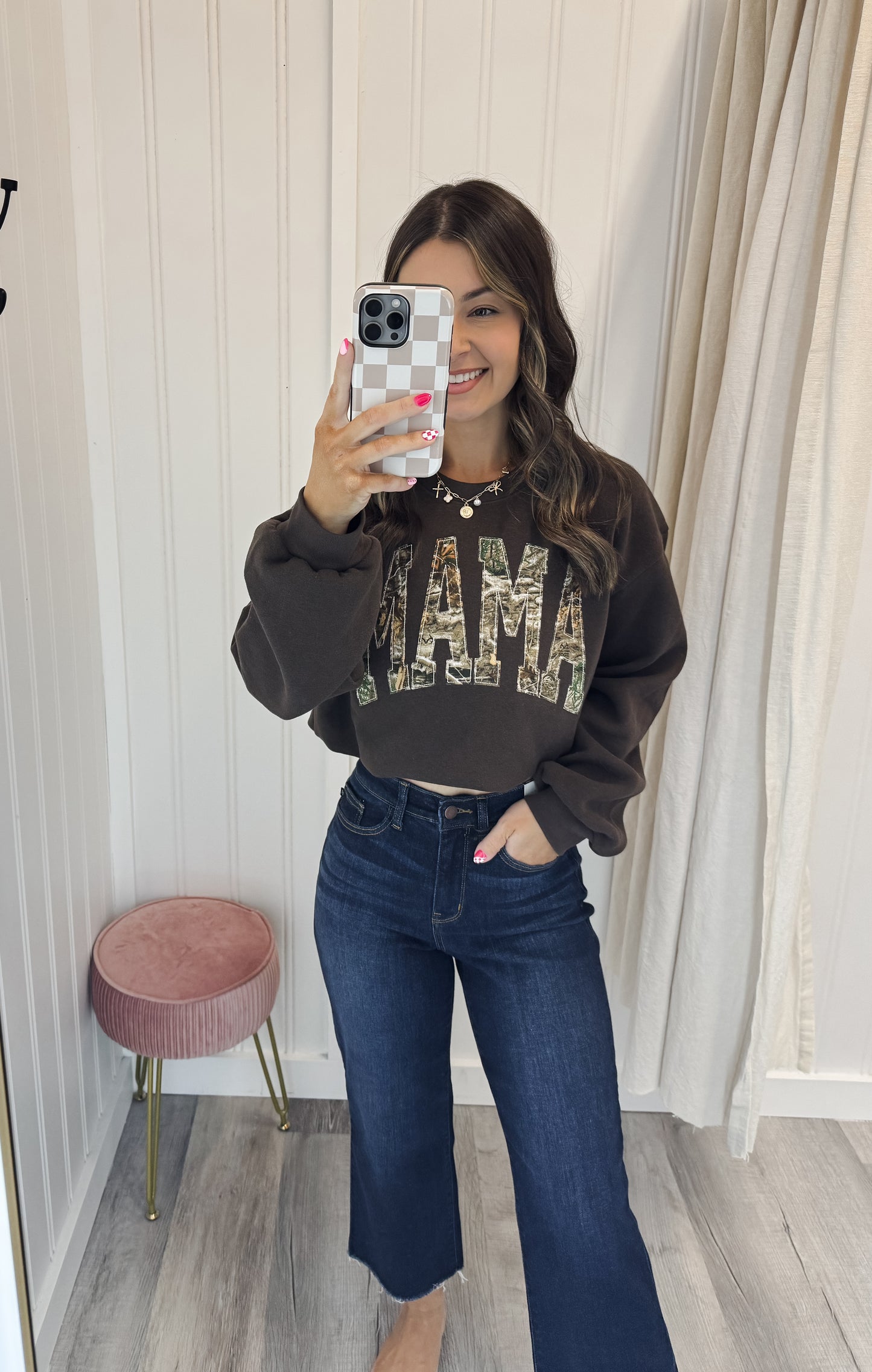 Mama Camo Appliqué Sweatshirt