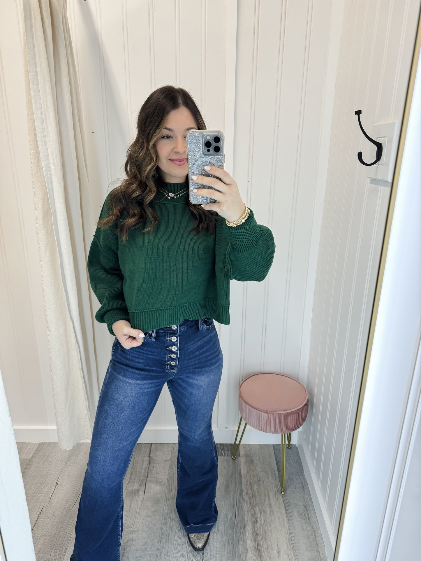 Side Slit Cropped Oversized Sweatshirt