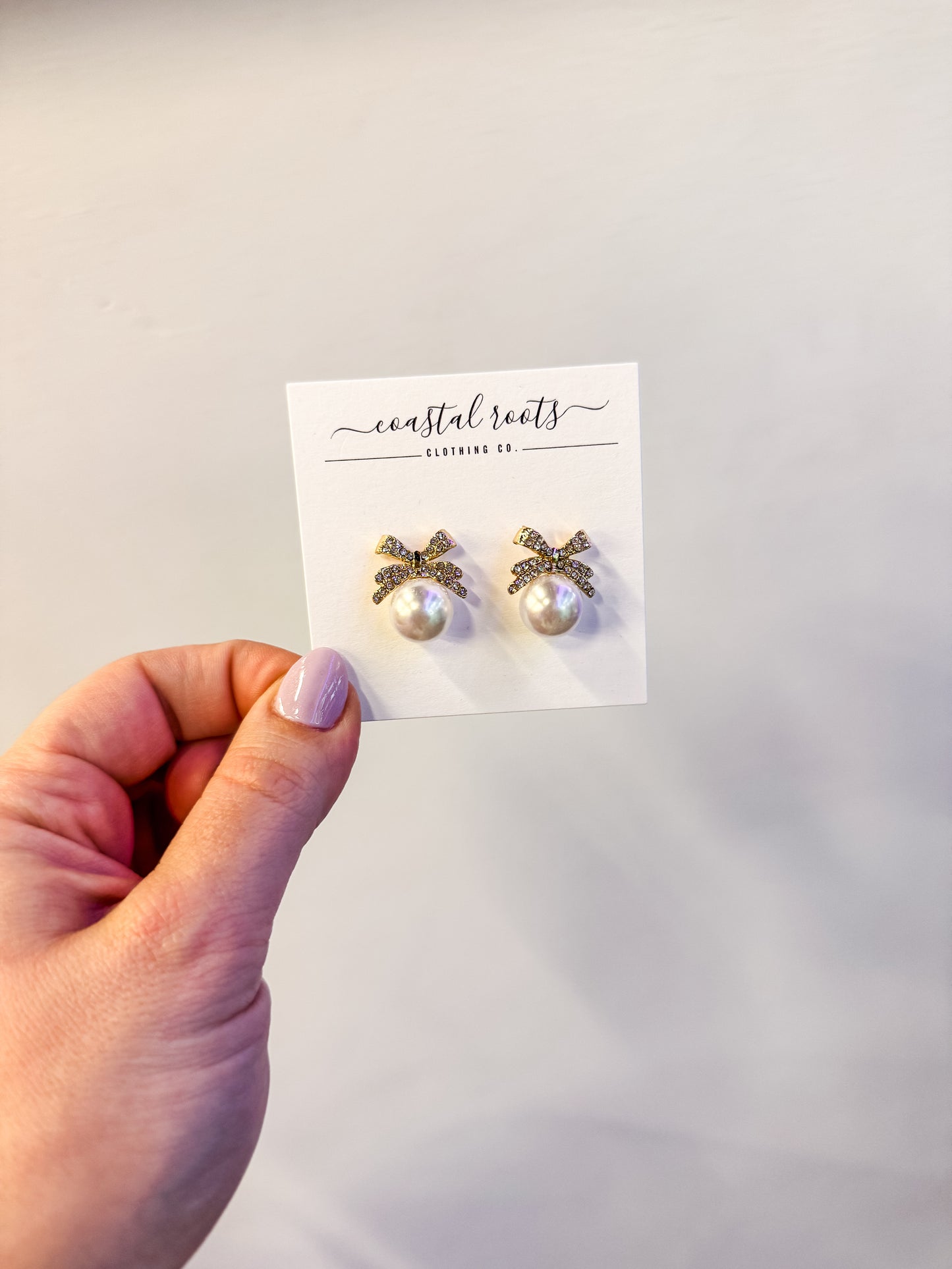 Pearl Bow Stud Earrings