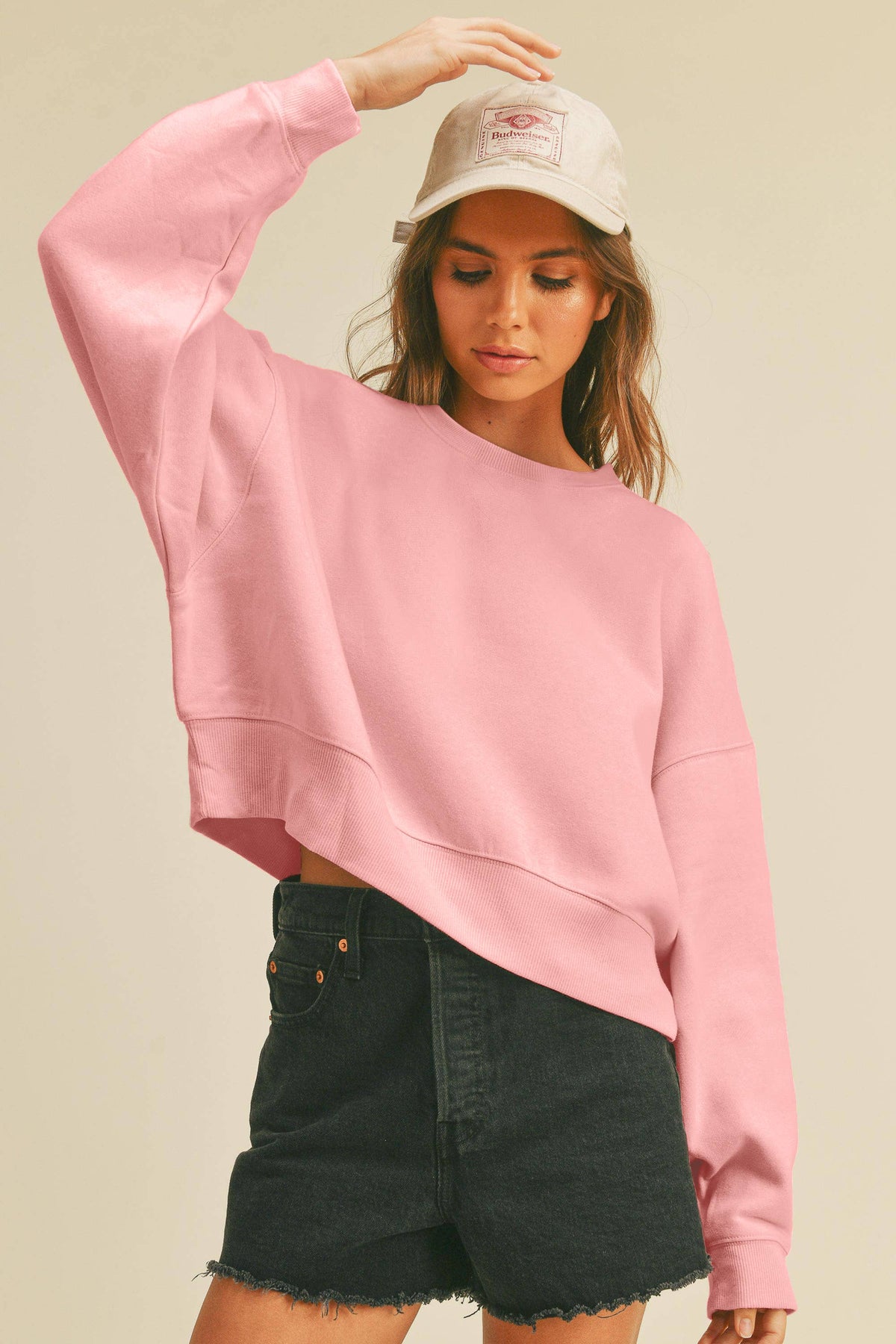 Blank Short Cropped Long Sleeve Sweatshirt