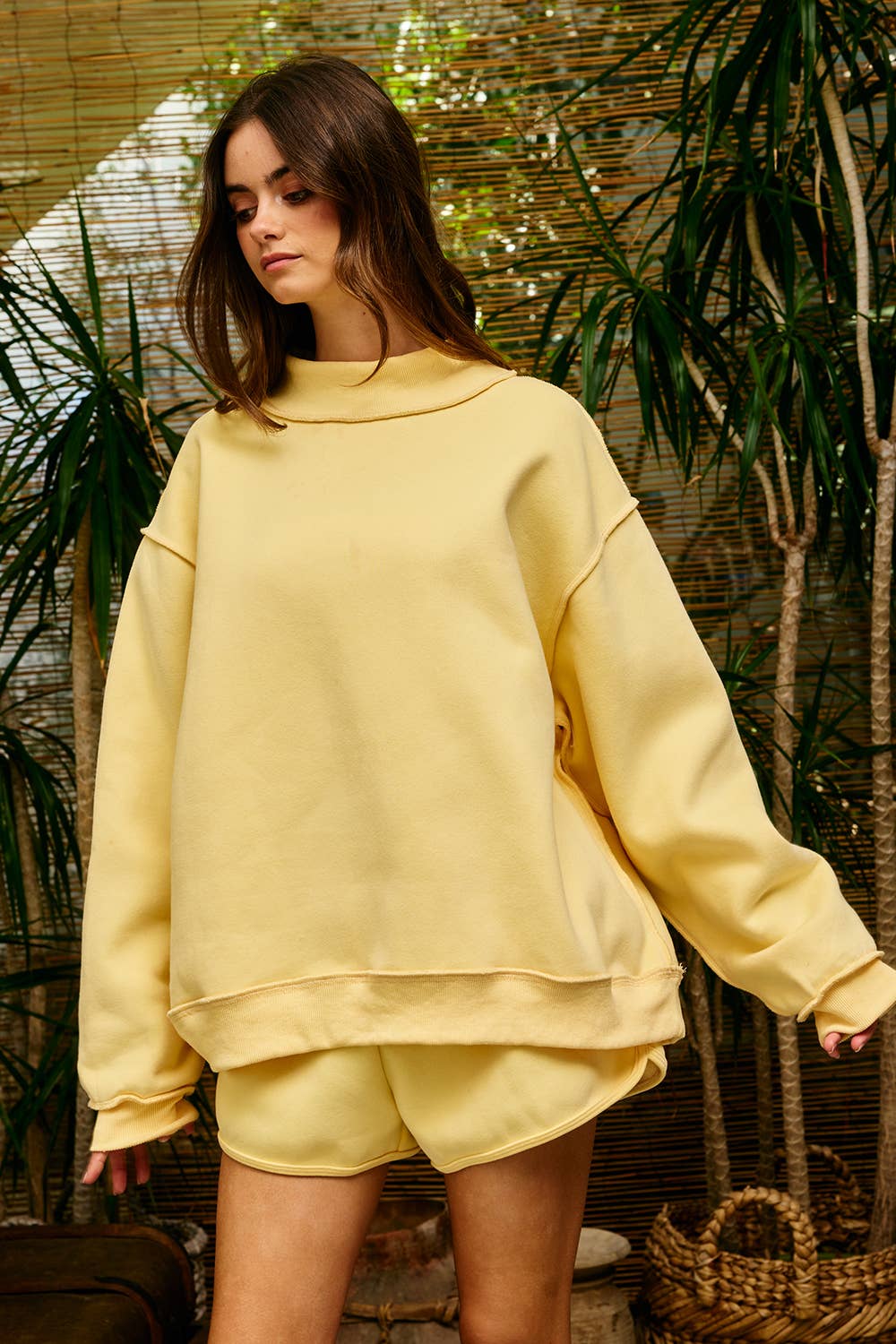 Solid Reversible Mock Neck Sweatshirt