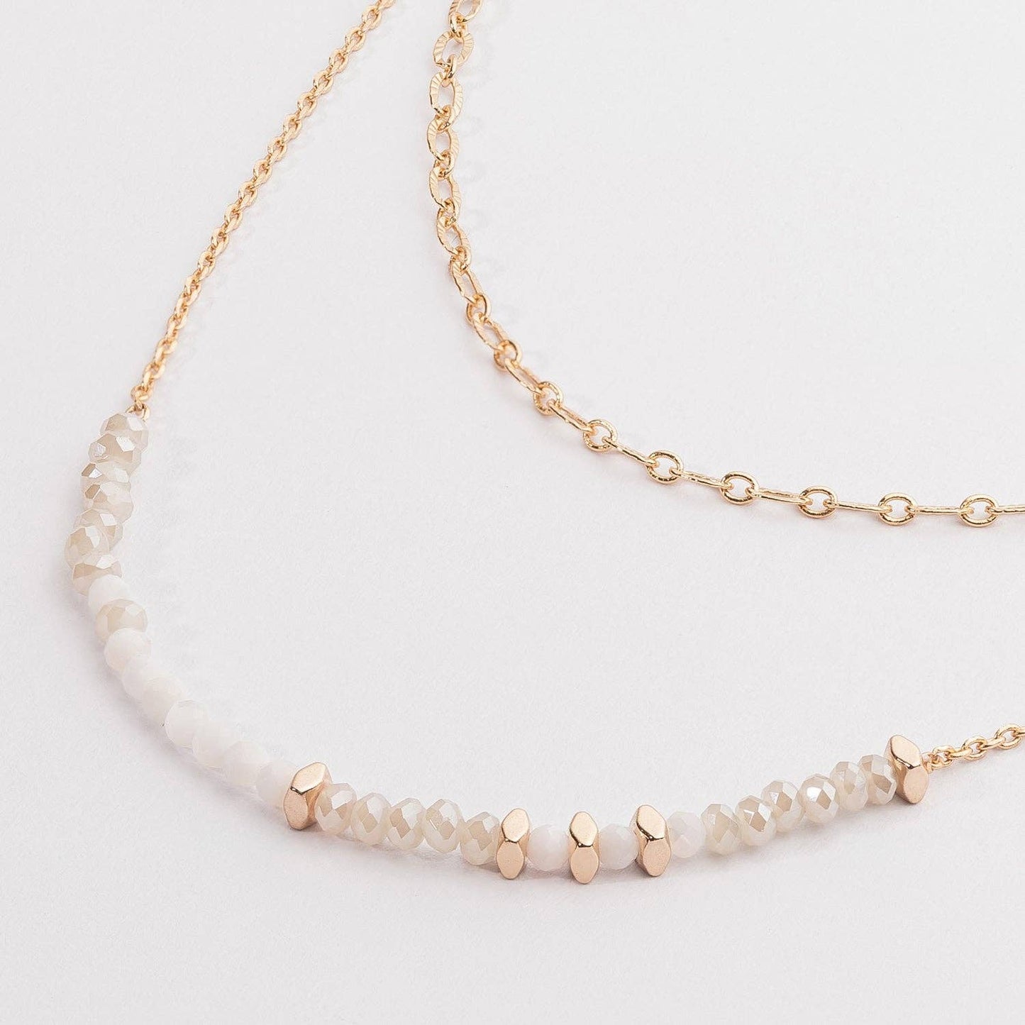 Glass Beads Two layered Gold Dipped Necklace