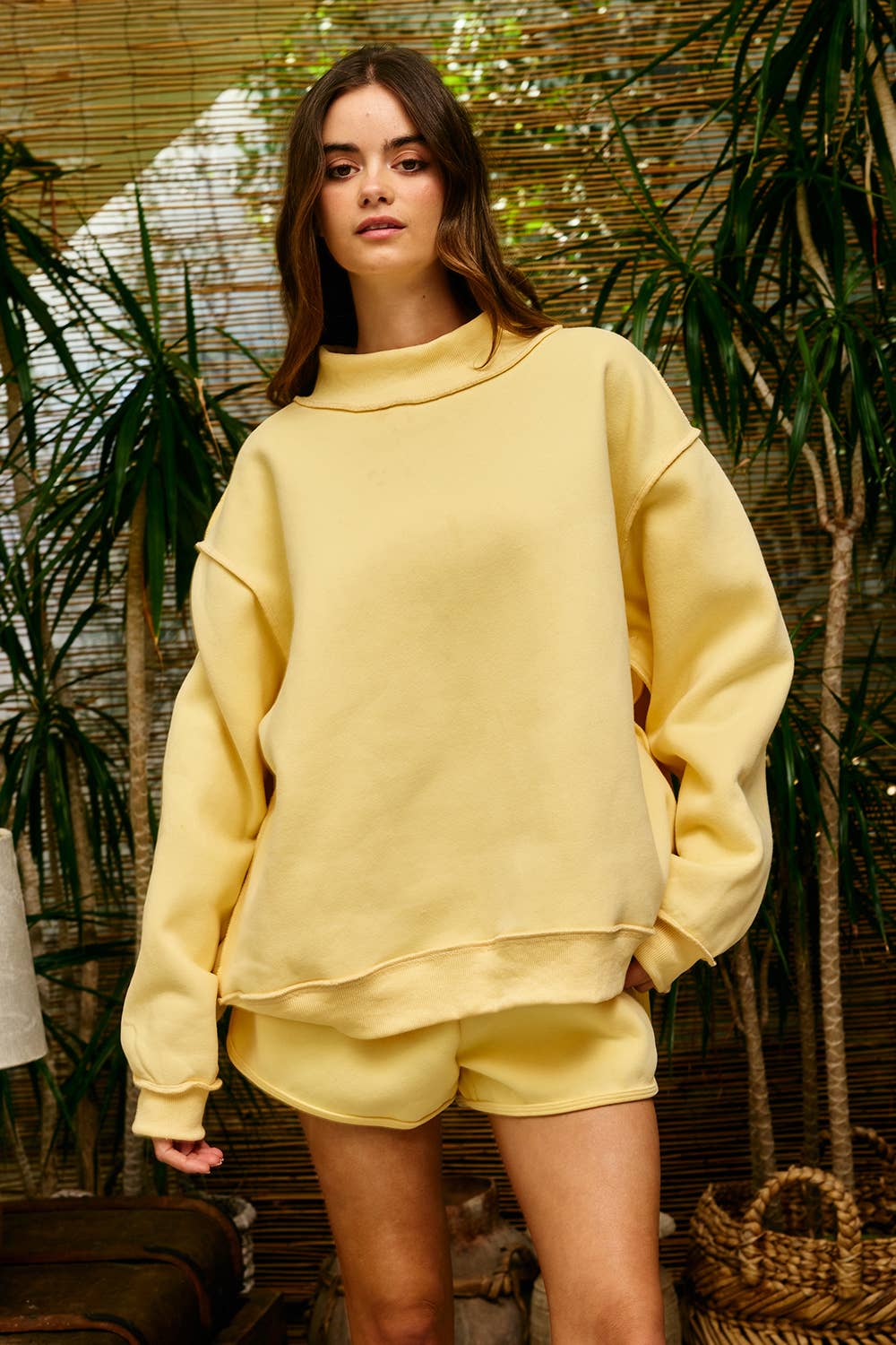 Solid Reversible Mock Neck Sweatshirt