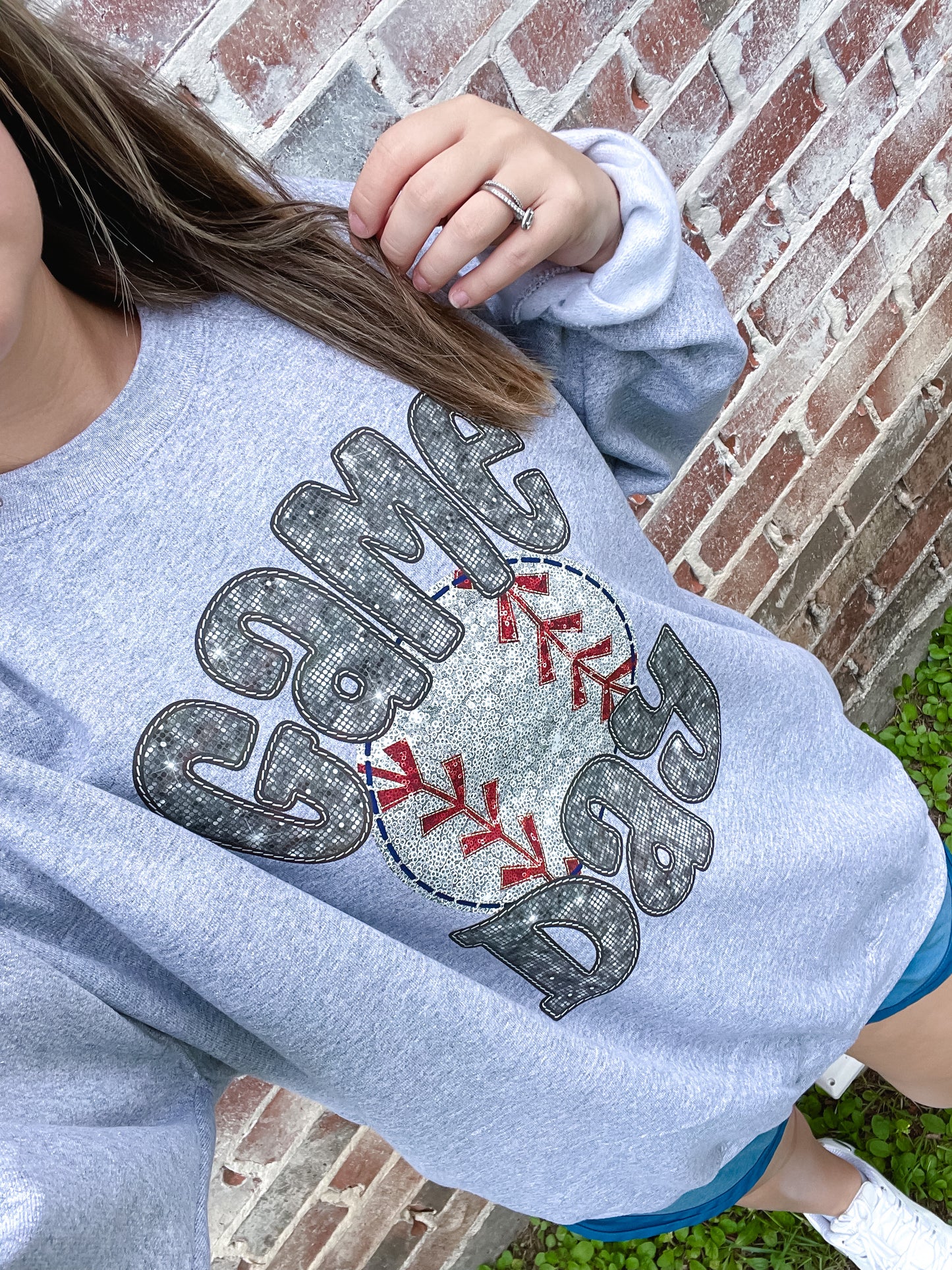 Faux Sequin Baseball Game Day Tee