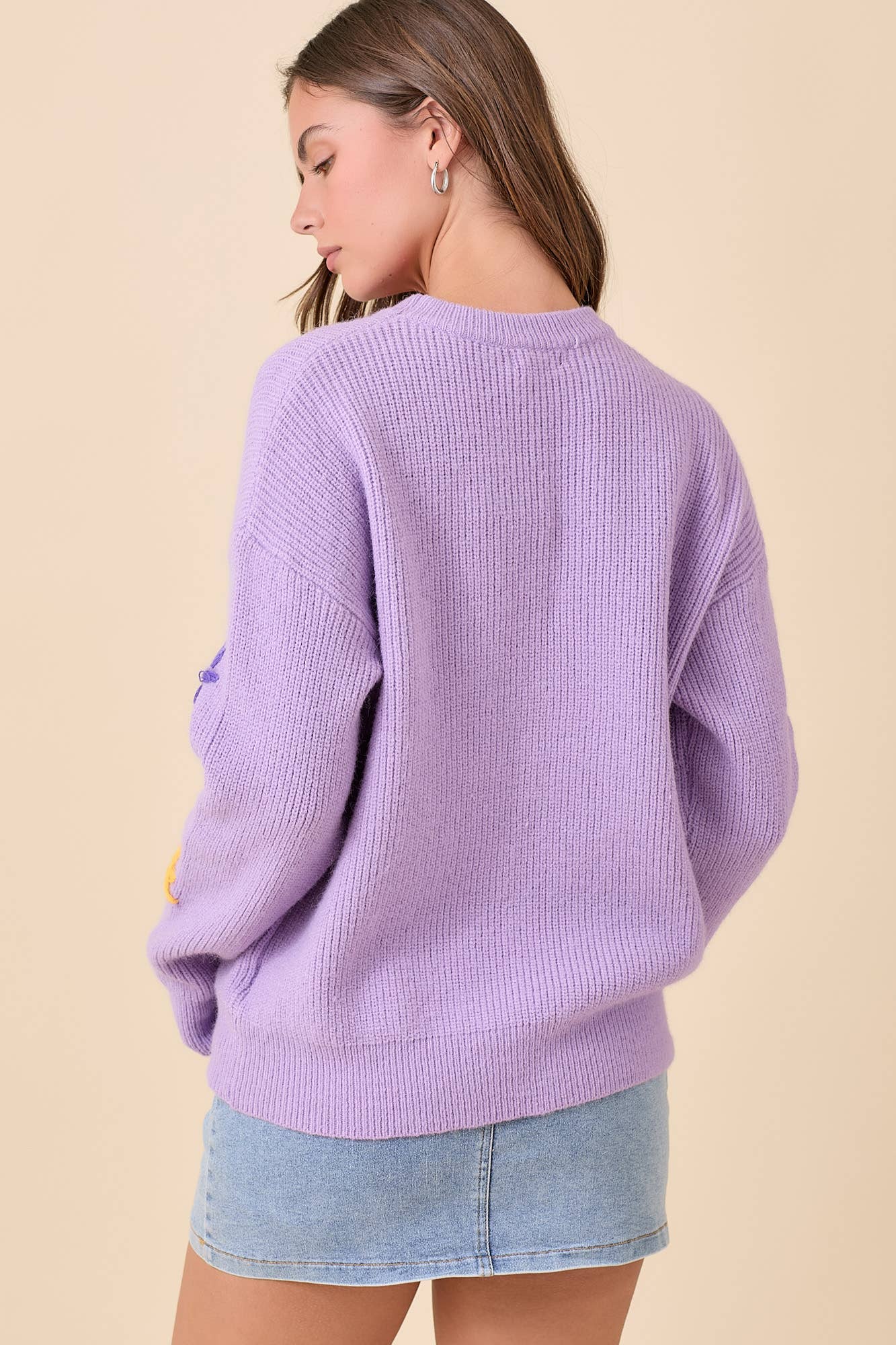 Mardi Party Sweater 3D Embroidered Flower