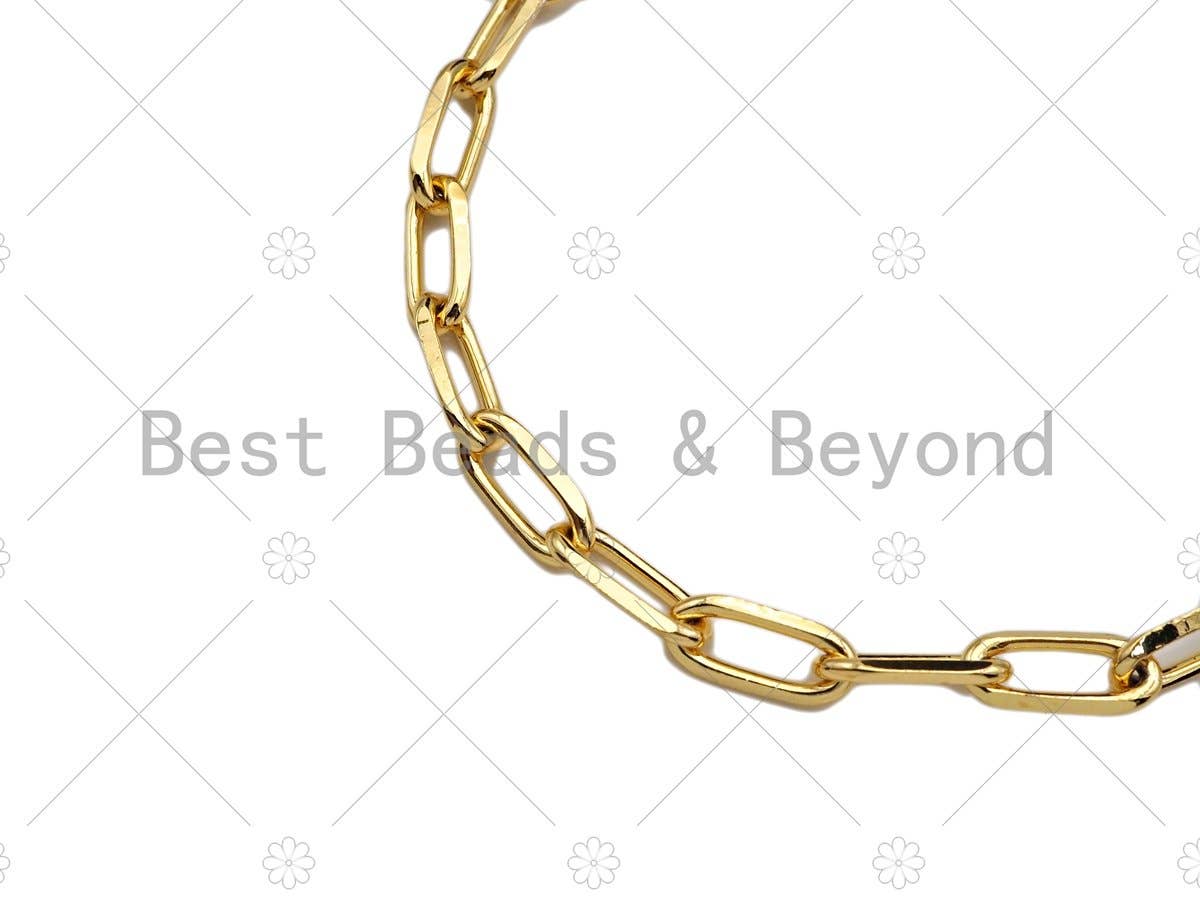 16"/18" Gold Finish Paperclip Chain Necklace, Sku#LD16
