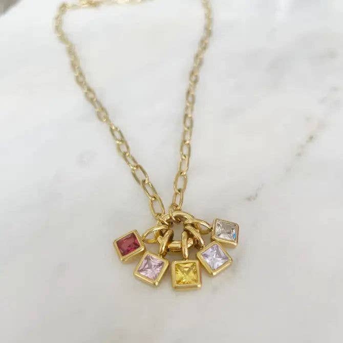 Kendall Birthstone Necklace – 18K Gold Non Tarnish Build your Own