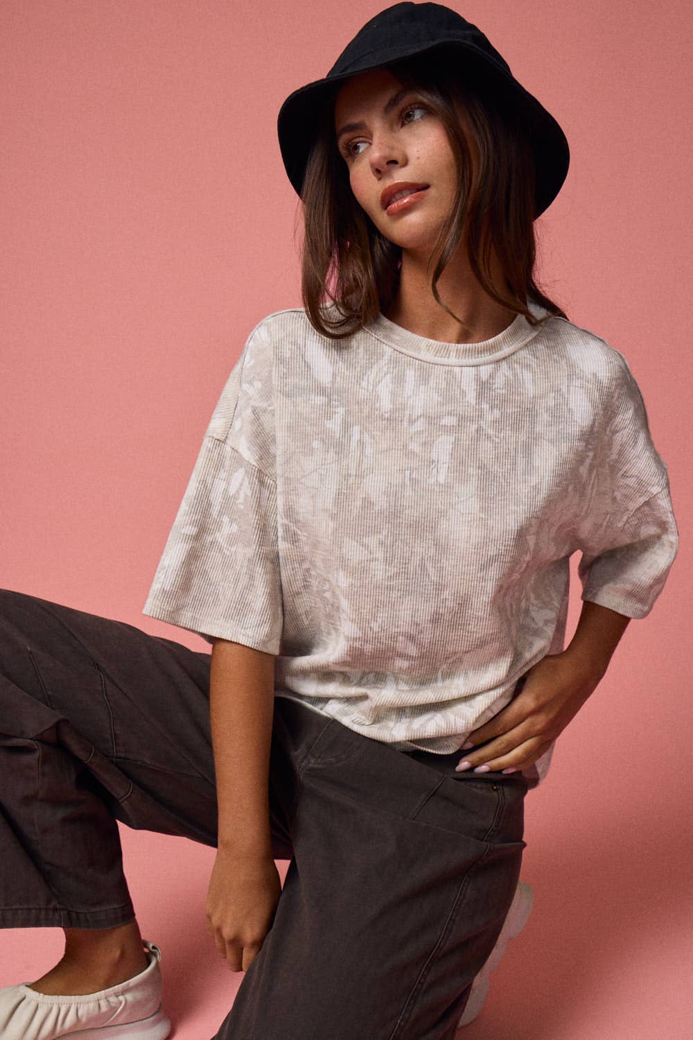 CAMO RIBBED LOOSE FIT SHIRT