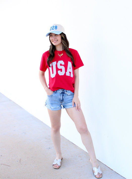 USA Embroidered Appliqué Tee