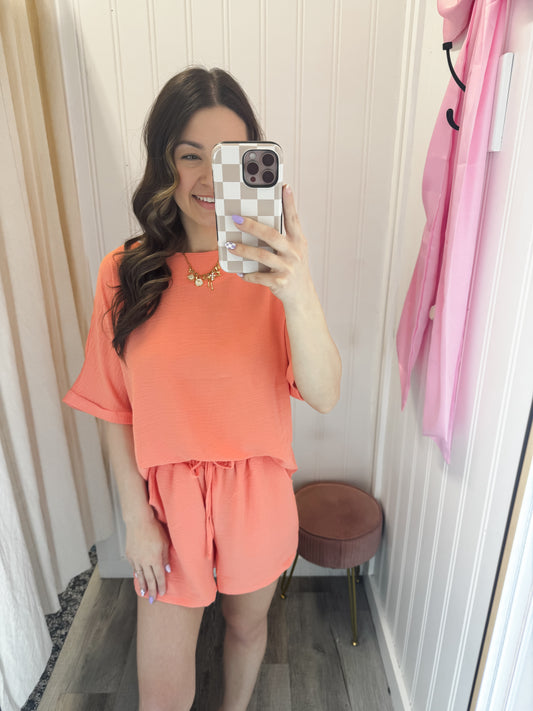 Woven Airflow Top & Shorts Set