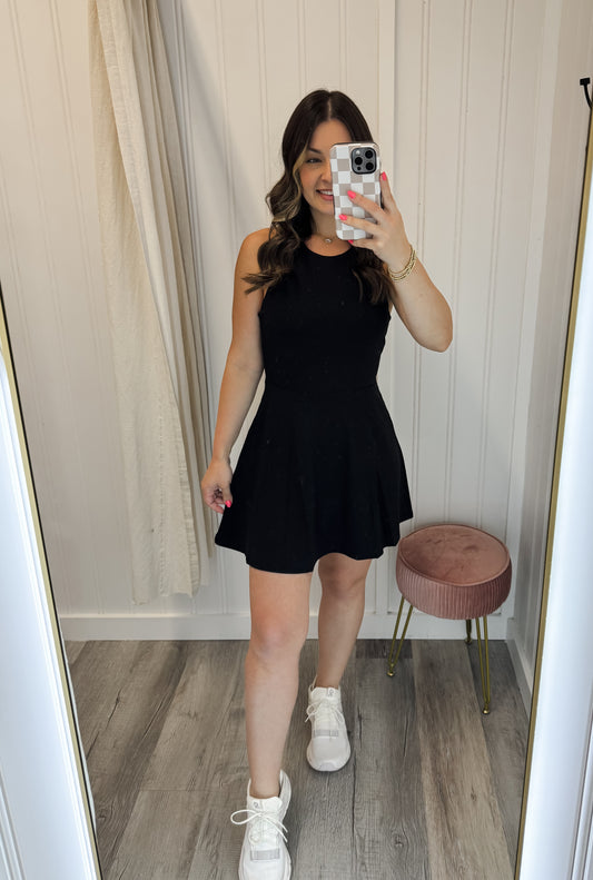 Athleisure Halter Neckline Rear Crisscross Dress
