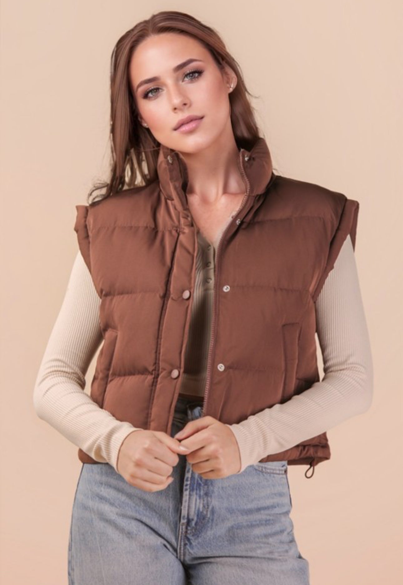 Mock Neck Puffer Vest