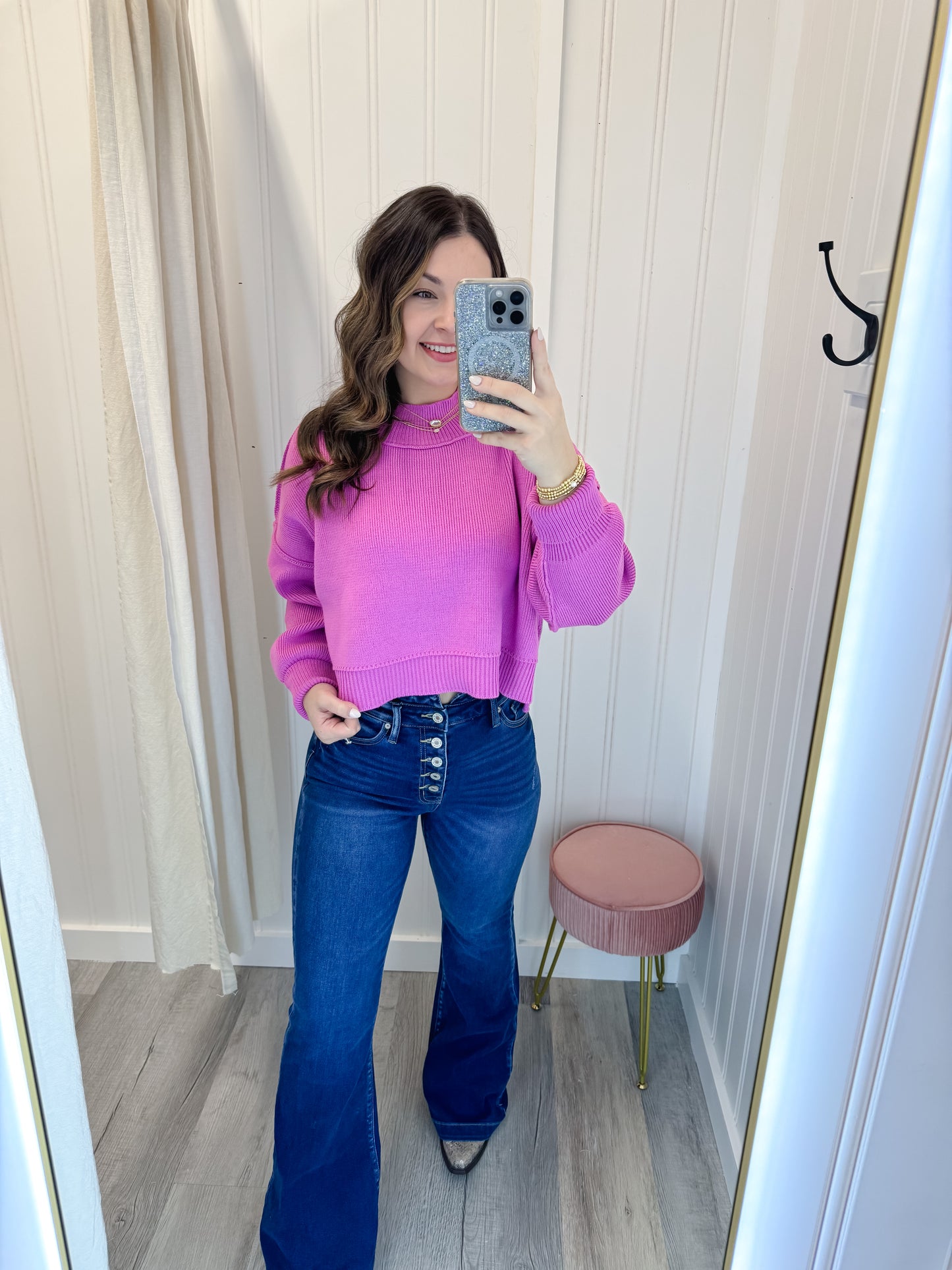 Side Slit Cropped Oversized Sweatshirt