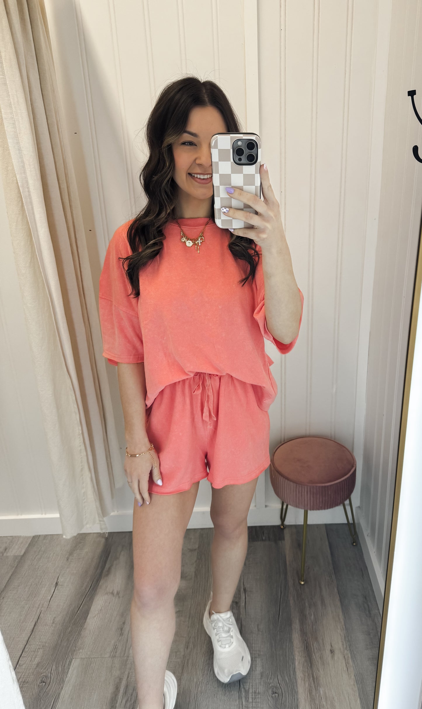 Mineral Washed Knit Top & Shorts