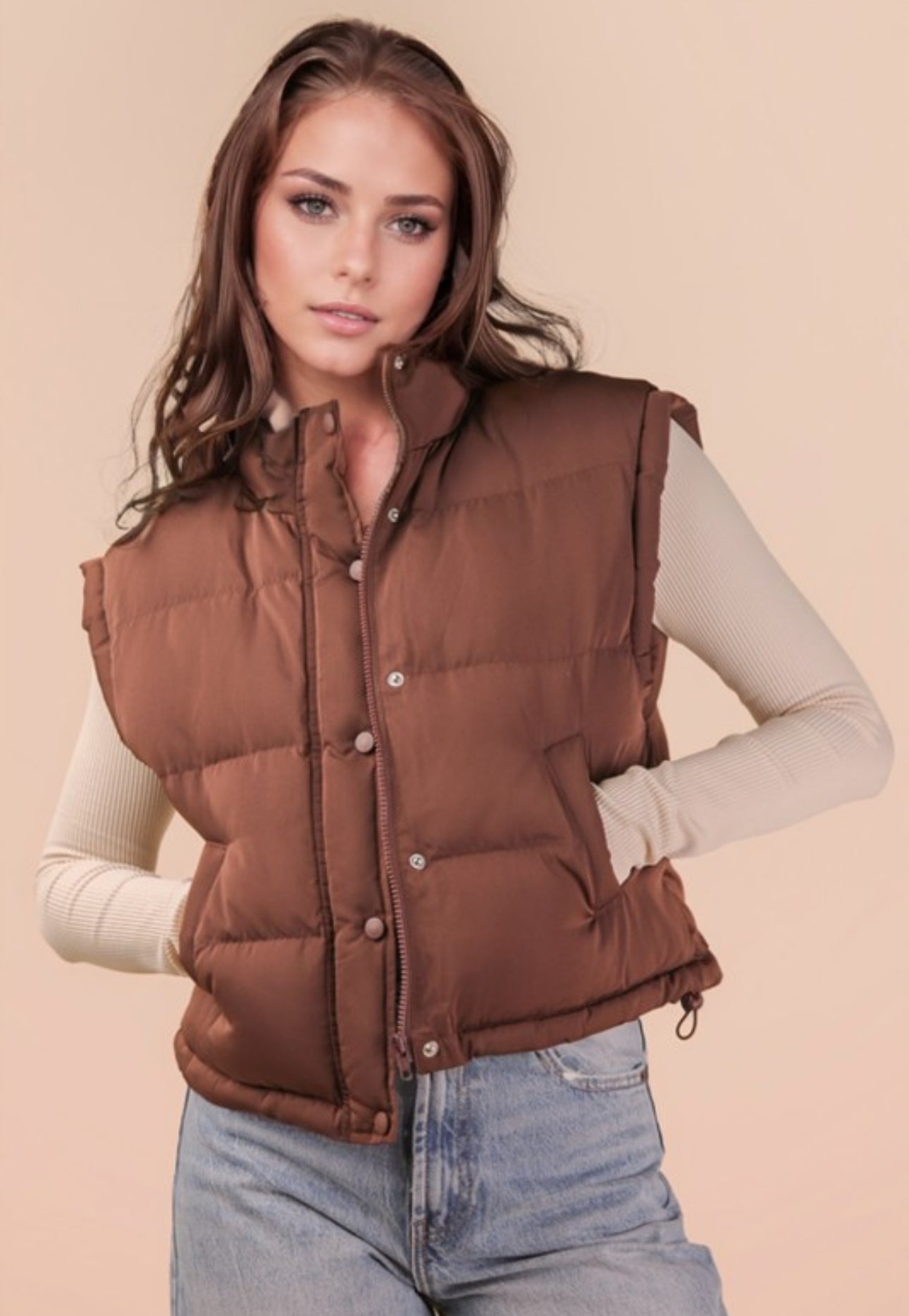 Mock Neck Puffer Vest