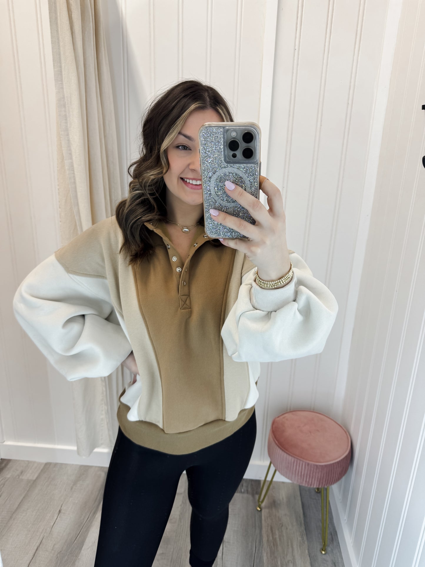 Tan Colorblock Pullover