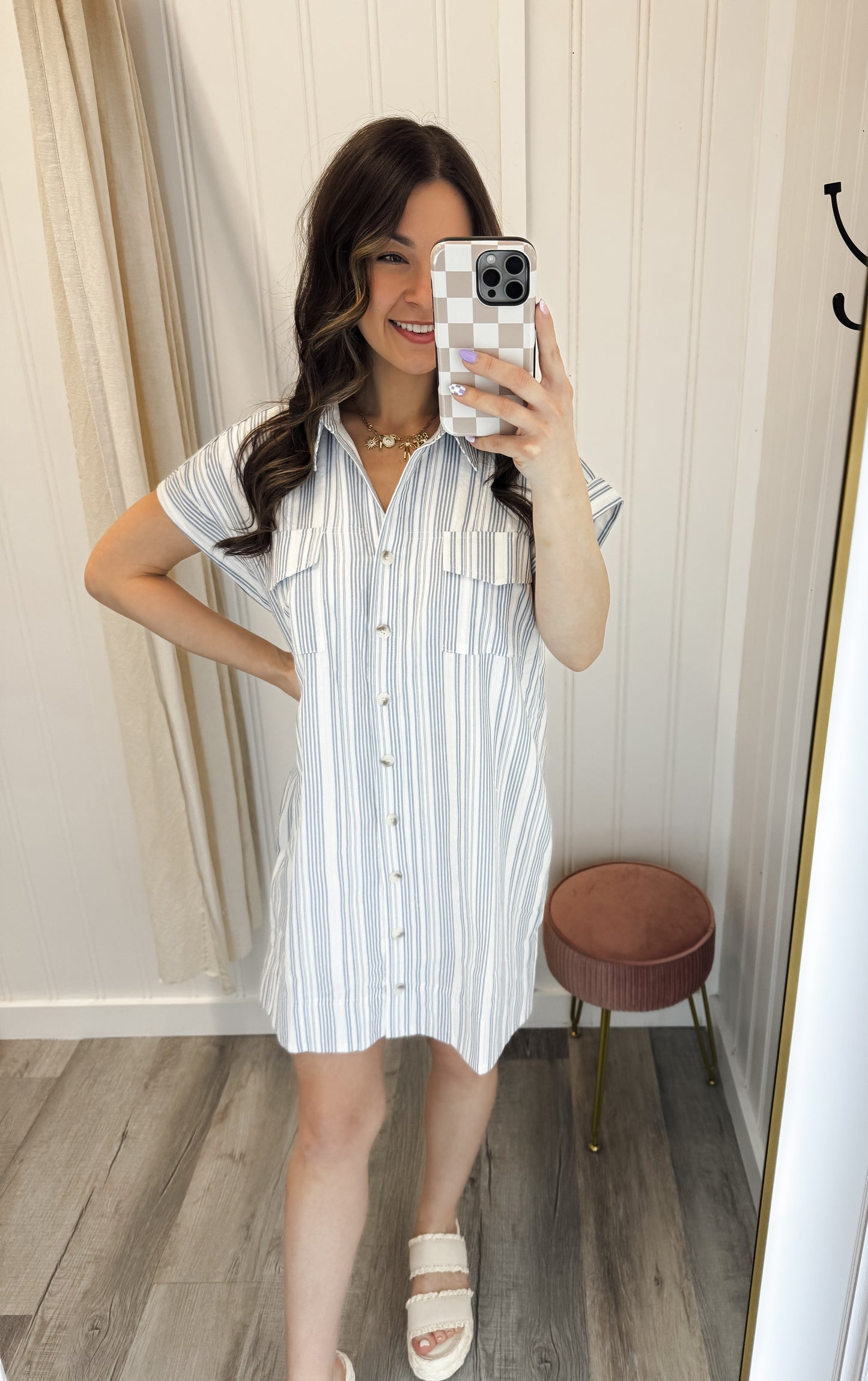 Striped Button-up Dress