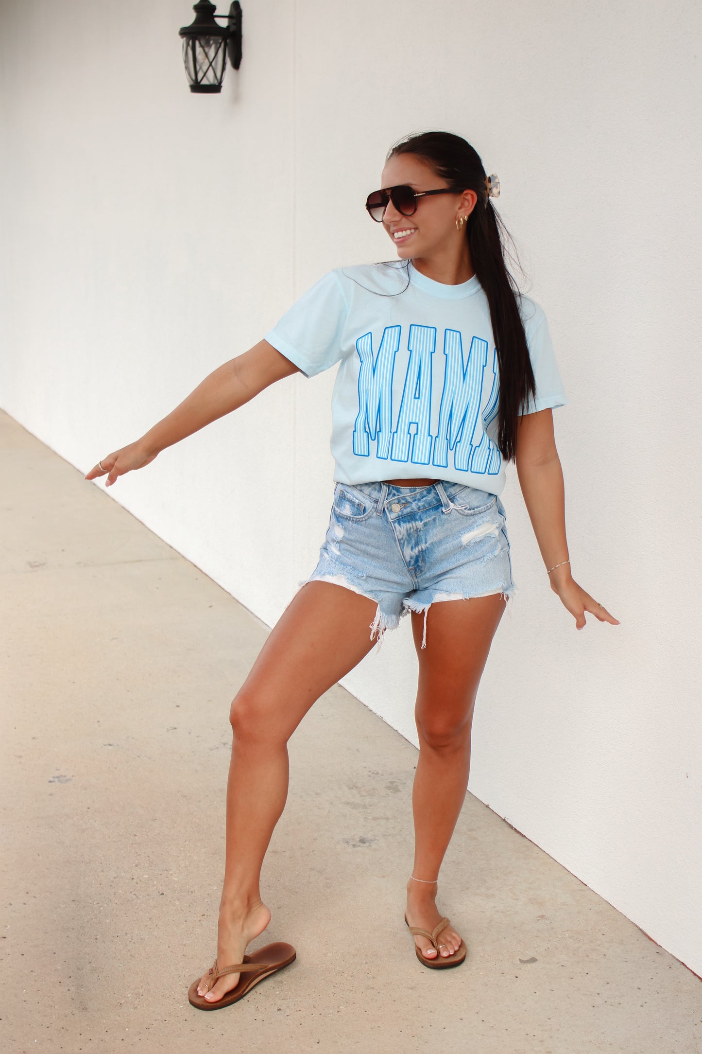Blue Striped Mama Tee