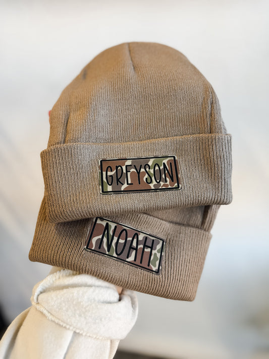 Leather Patch Beanies