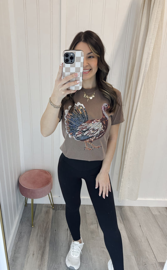 Faux Bedazzled Turkey Tee