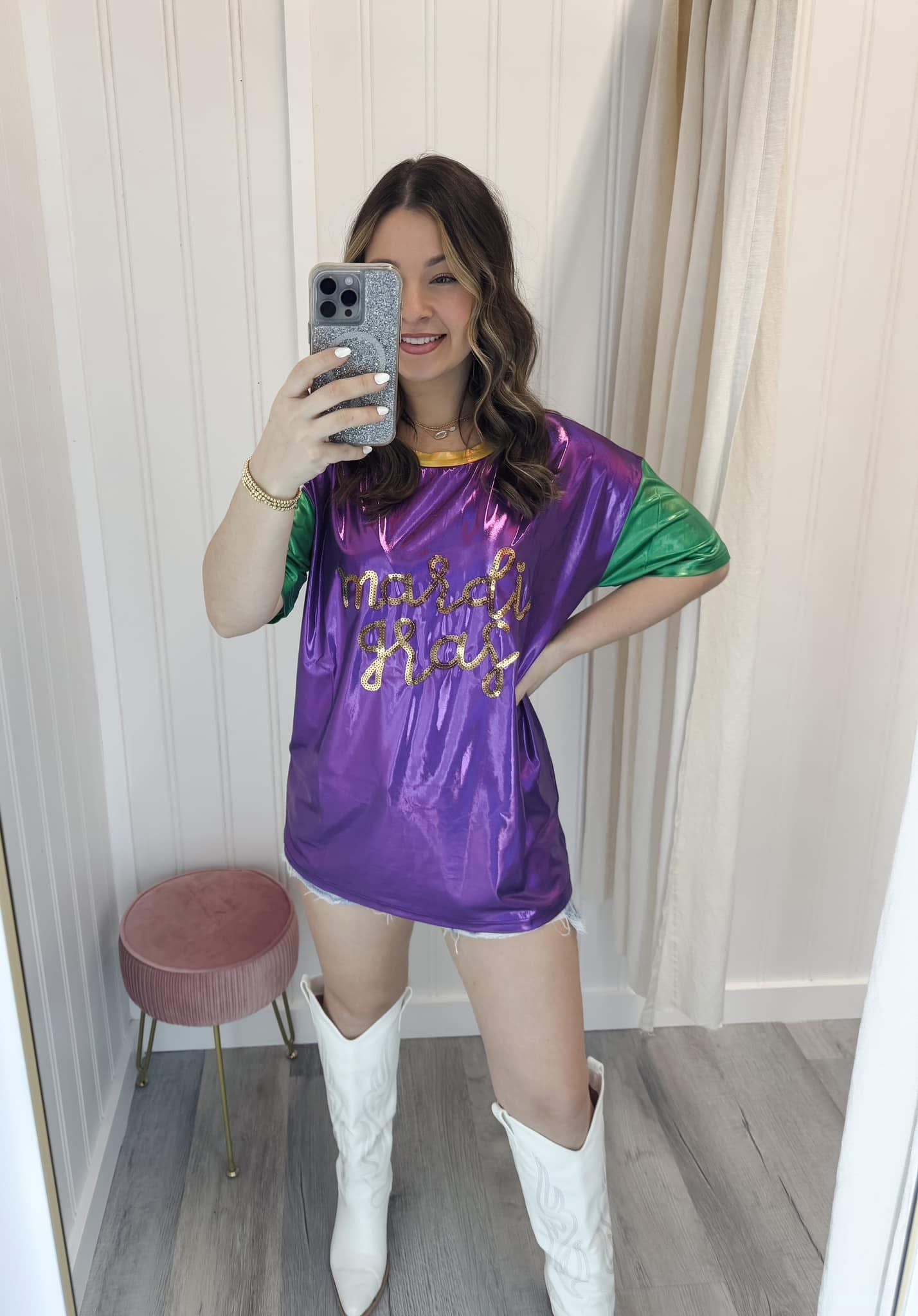 Metallic Mardi Gras Top