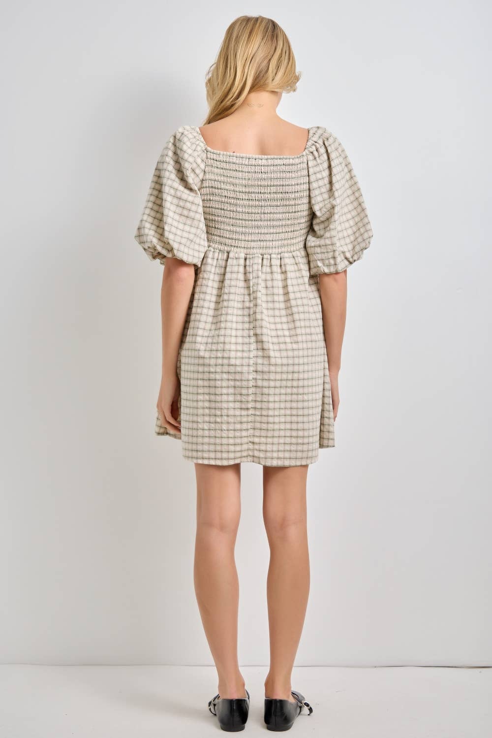Lace Trim Plaid Mini Dress