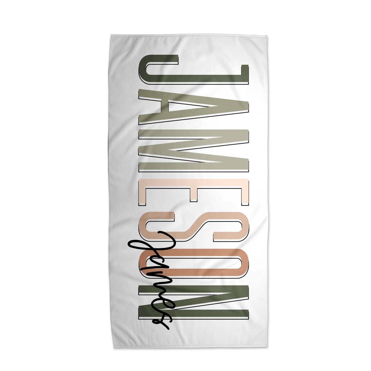 Personalized Outline Block Name Beach Towel | 10 Colorways