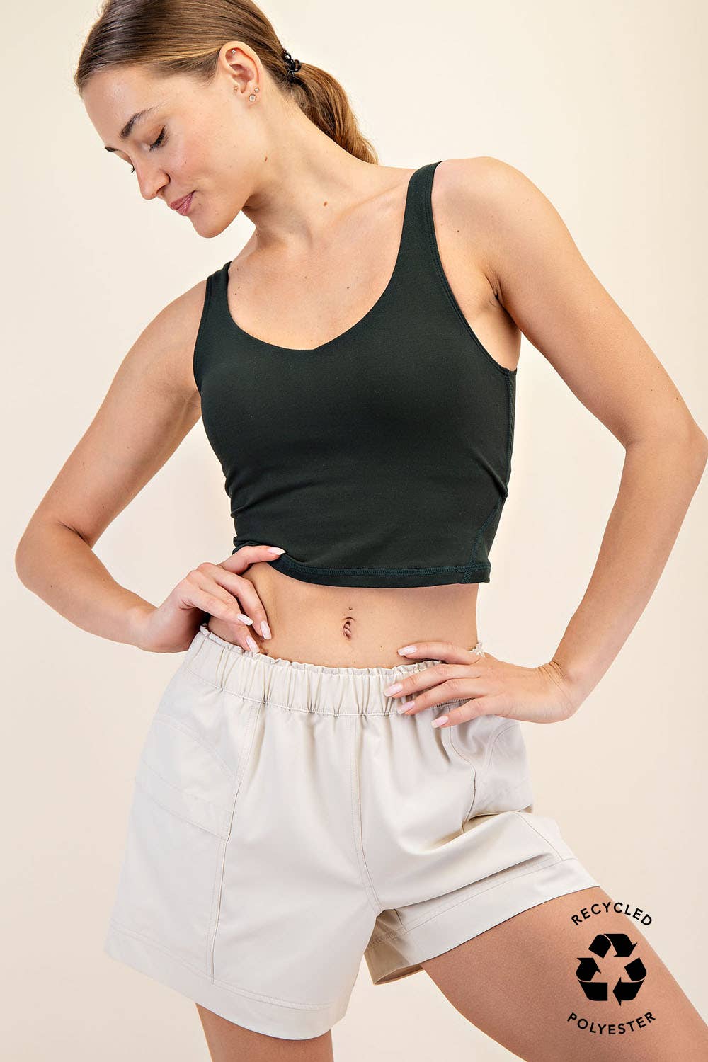 V-Neck Cropped Padded Tank