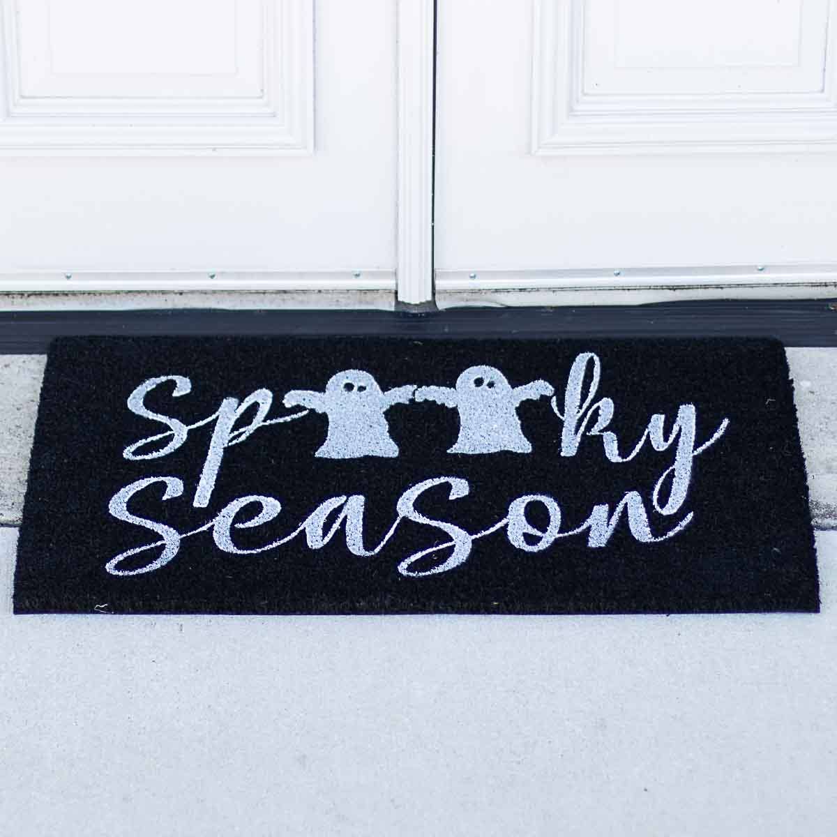 Spooky Season Coir Doormat   Black/White   30x18