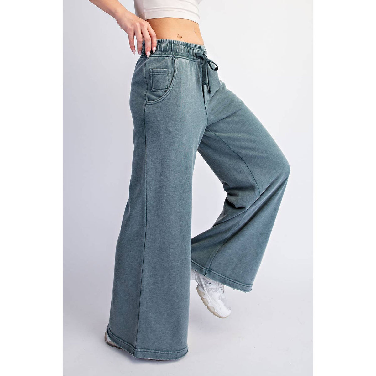 Mineral Washed Wide Leg Pants