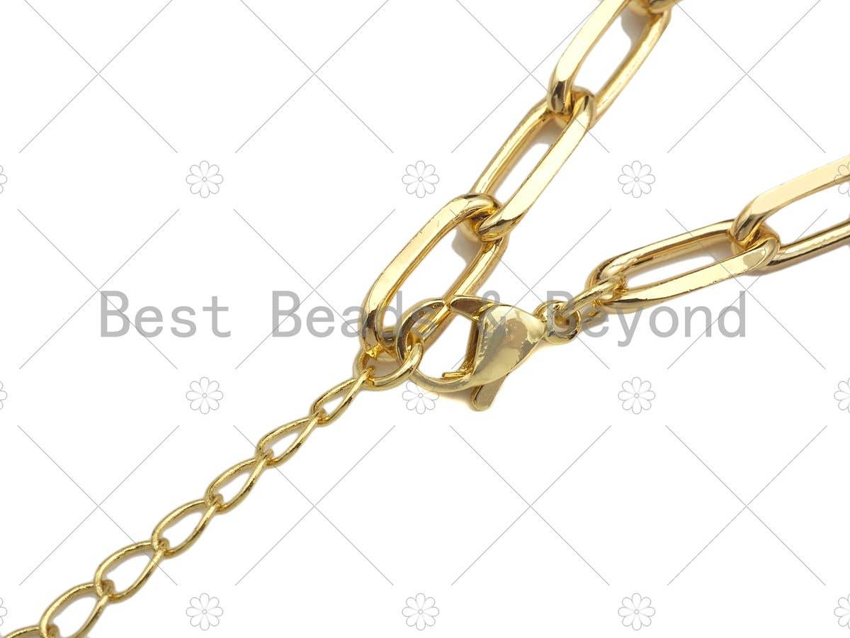 16"/18" Gold Finish Paperclip Chain Necklace, Sku#LD16
