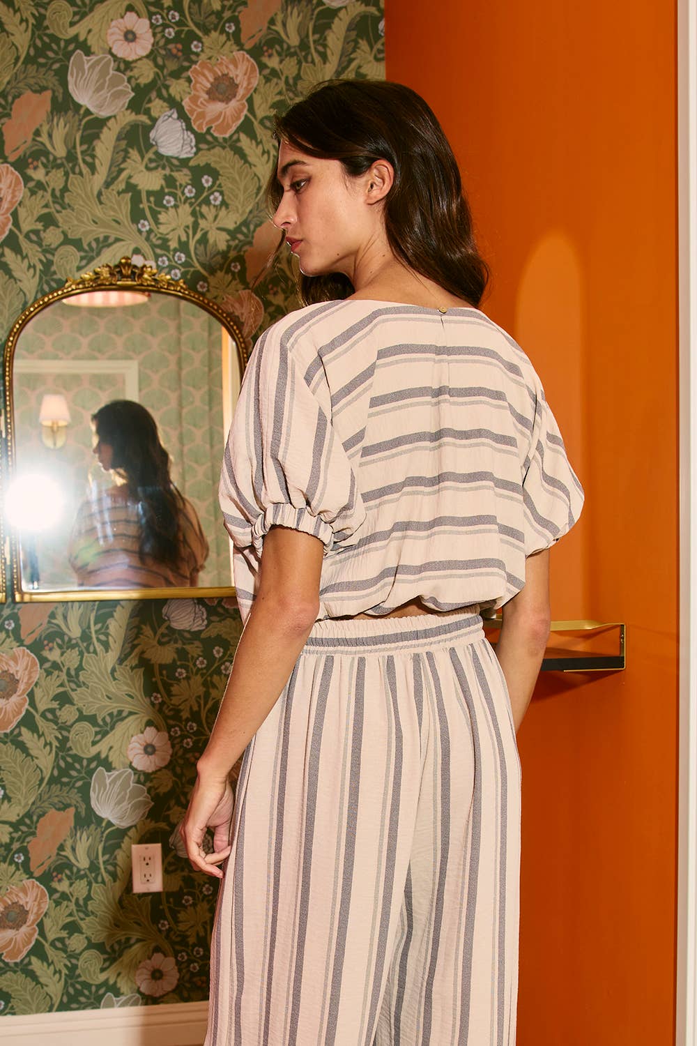 Bubble Hem & Wide Leg Pants Set