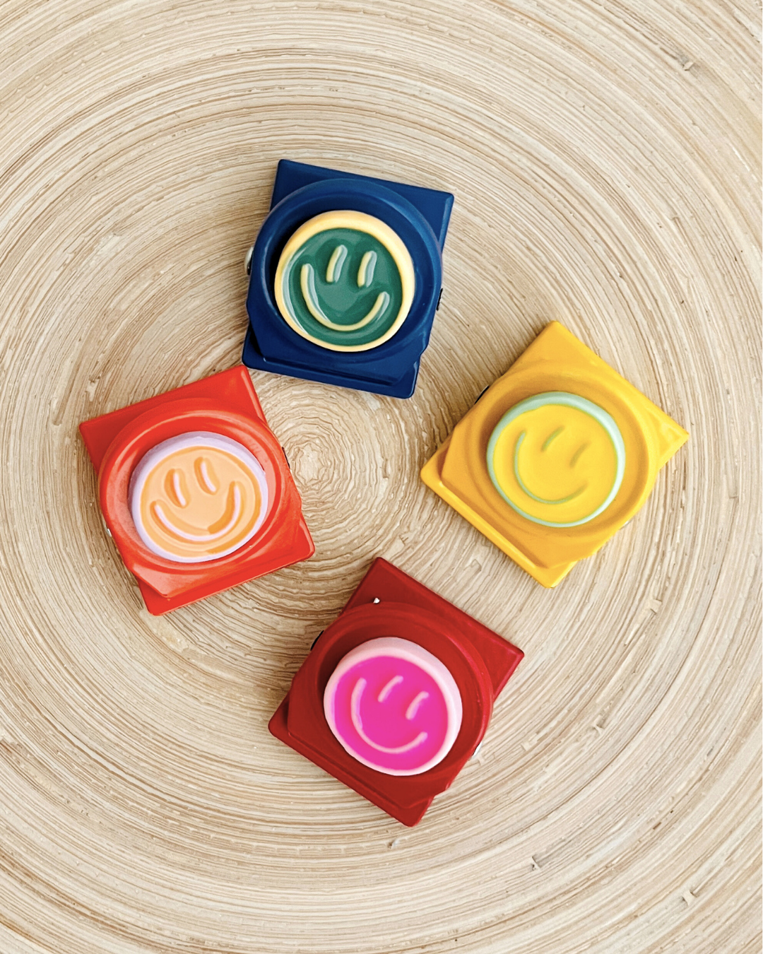 Smiley Clip Magnets Bright & Colorful Set of 4 | Heavy Duty