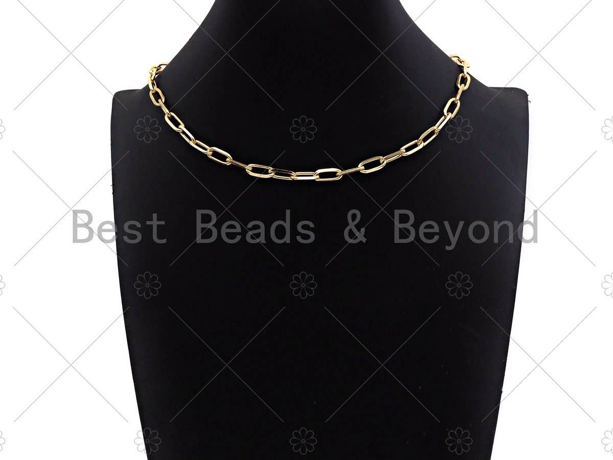 16"/18" Gold Finish Paperclip Chain Necklace, Sku#LD16