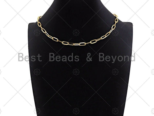 16"/18" Gold Finish Paperclip Chain Necklace, Sku#LD16