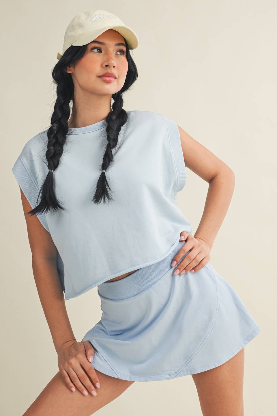 Mineral Wash Open Back Top & Skort Set
