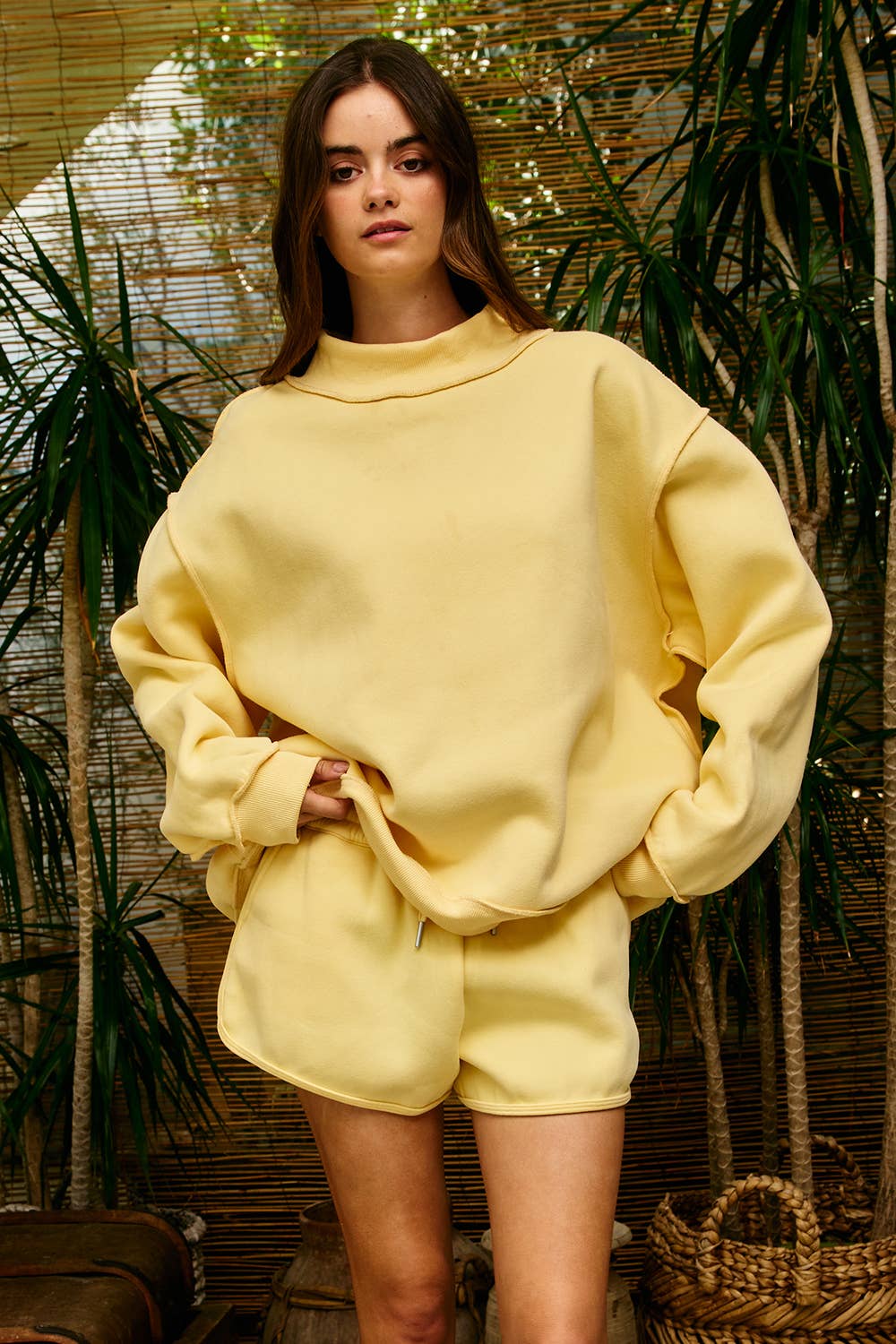 Solid Reversible Mock Neck Sweatshirt