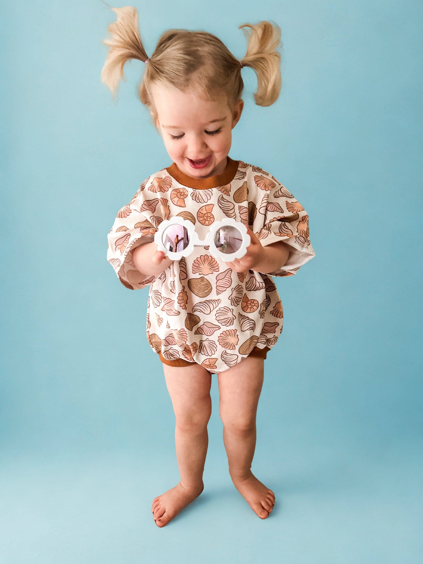 Oversized T-shirt Bubble Romper- Shoreline Shell