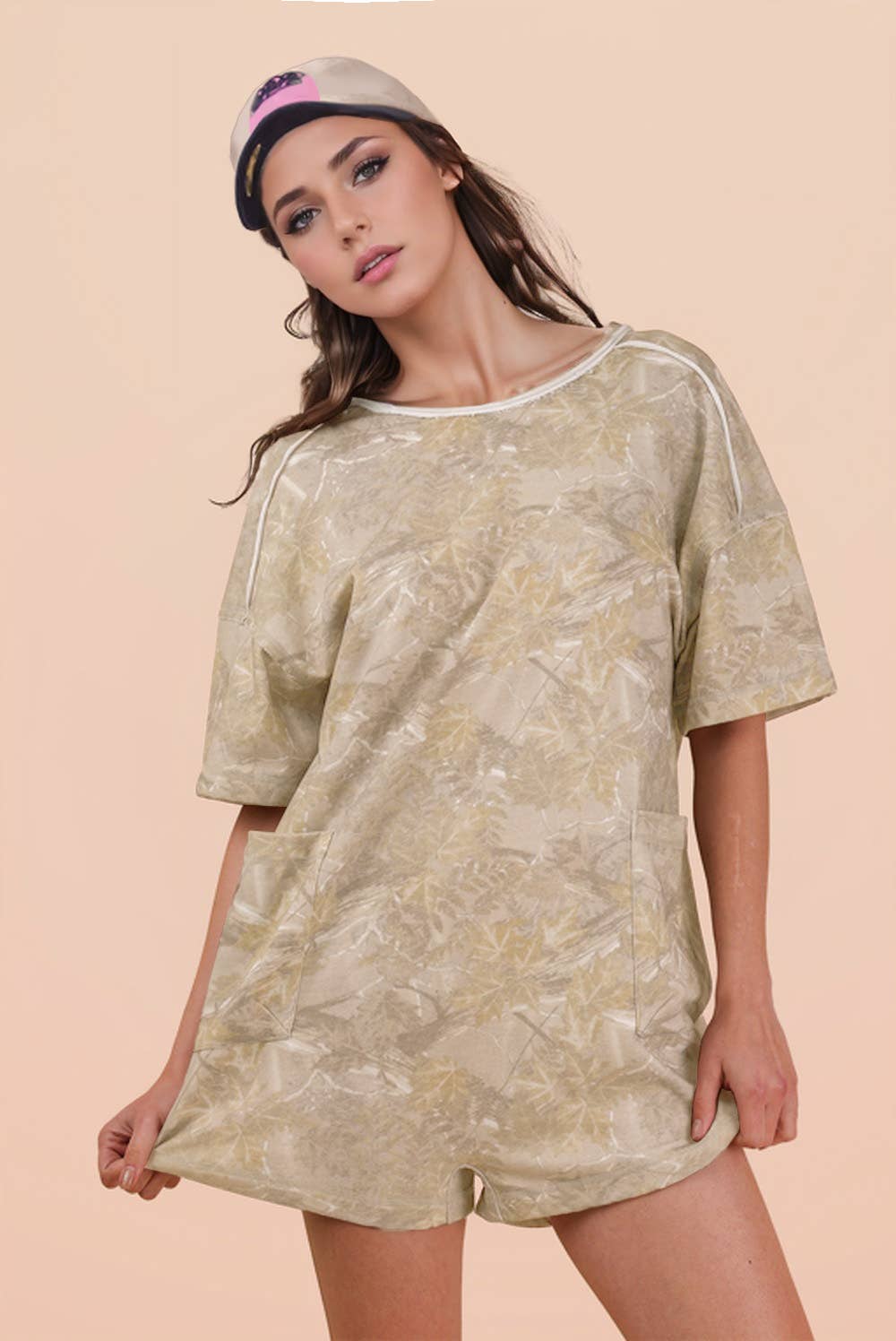 Camo Print Knit Romper