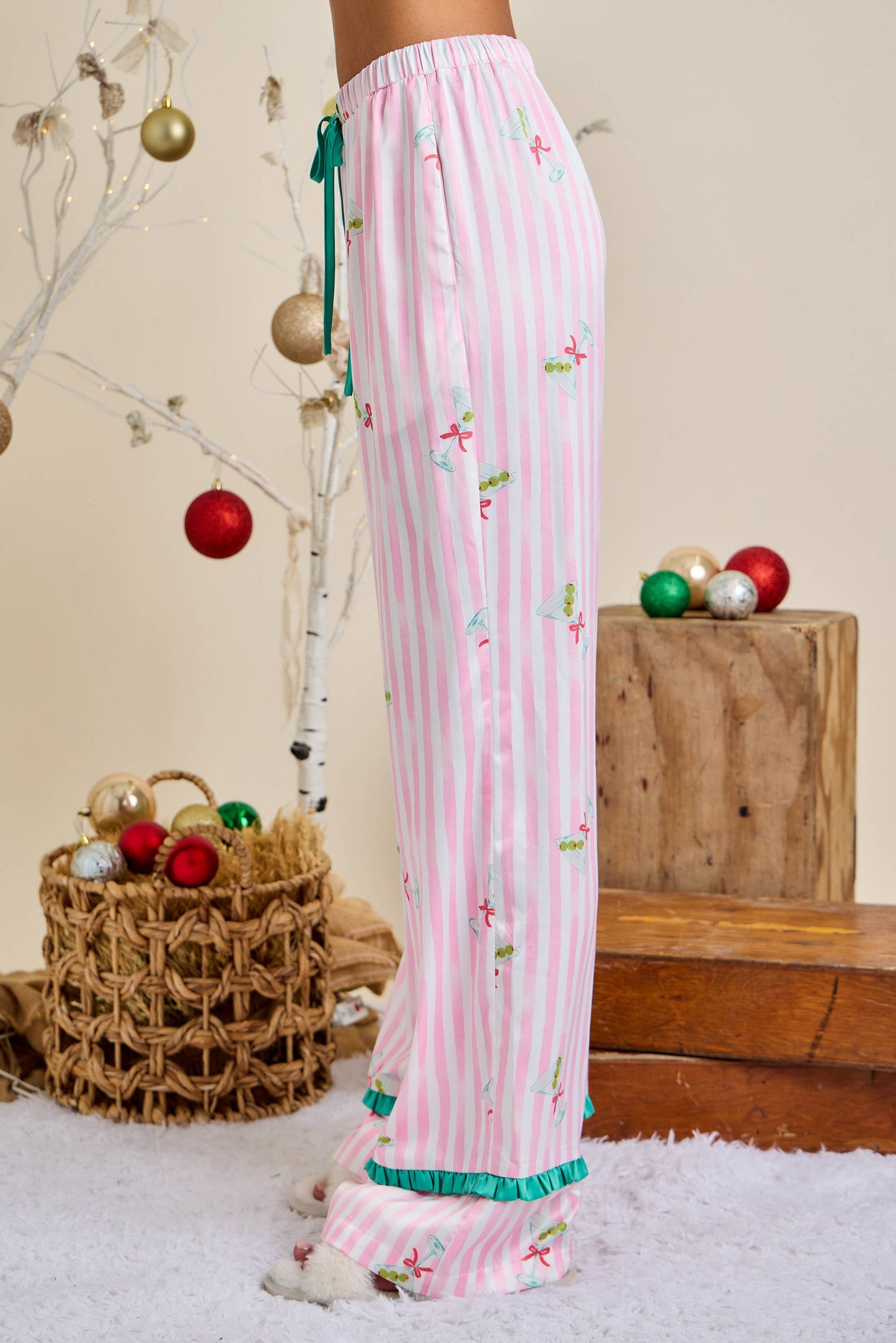 Candy Cane Bow Pajama Set – Holiday Lounge Wear