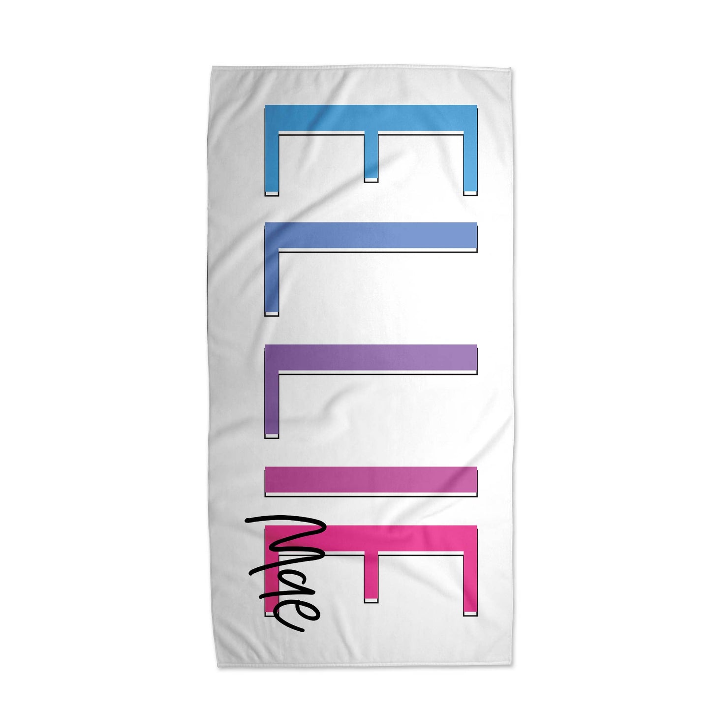 Personalized Outline Block Name Beach Towel | 10 Colorways