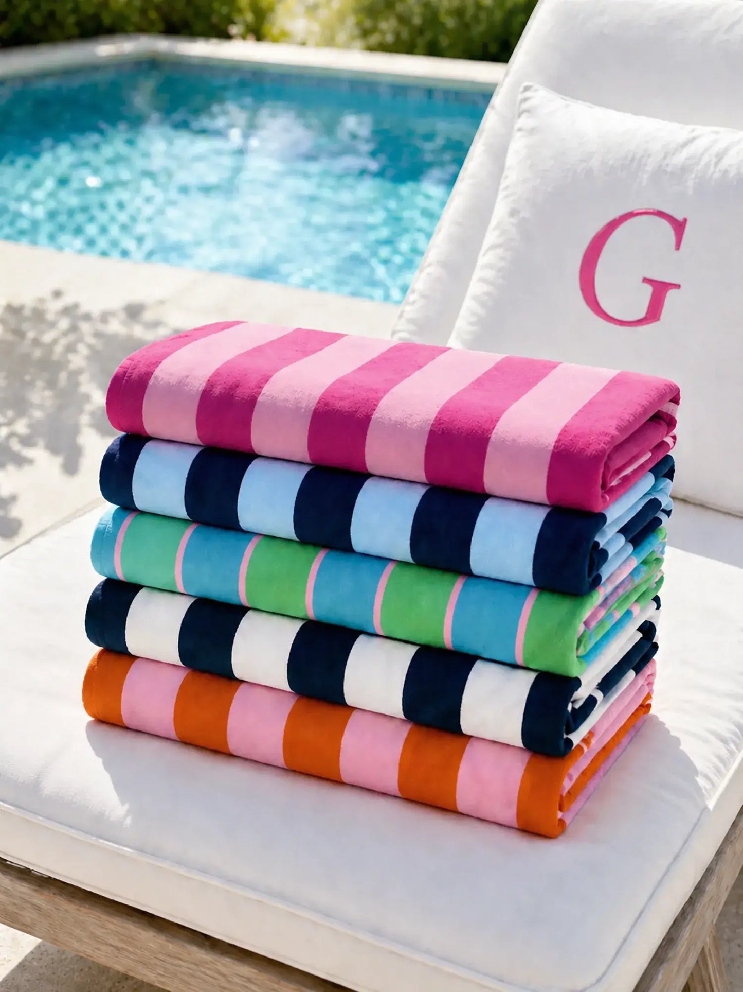 Classic Cabana Stripe Personalized Beach Towel